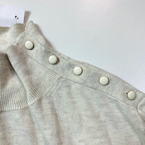 NWT Ann Taylor Sweater Shoulder Button Turtleneck Knit Neutral Oatmeal Mock XXL - Picture 5 of 7